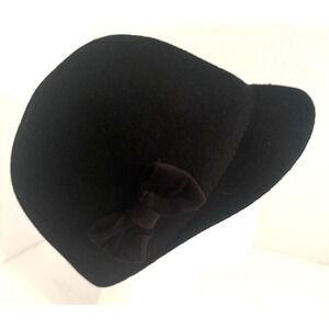 H&M Cloche Ladies Black Hat W/bow One Size 100% Wood